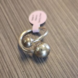 Elegant Silver Women's Ring with Dual Spheres